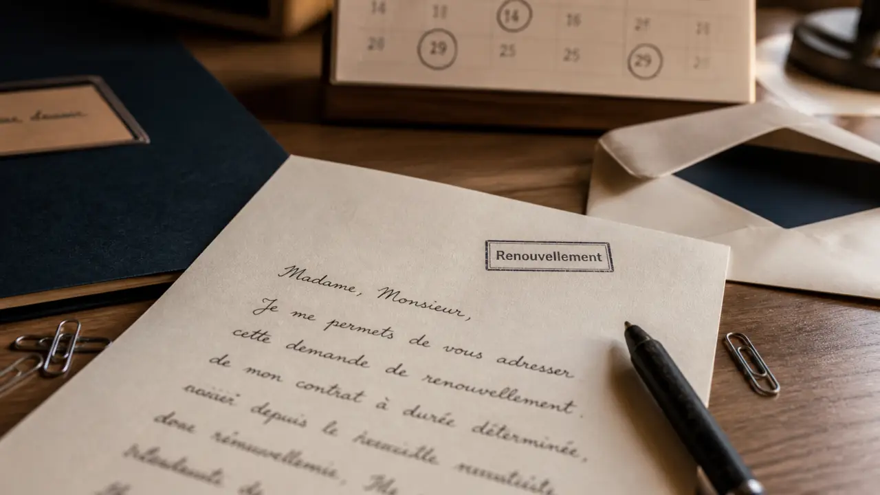 Lettre de motivation renouvellement contrat avec dates clés et entretien