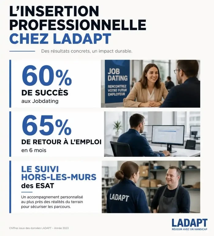 Chiffres clés de l'insertion professionnelle et du recrutement chez LADAPT