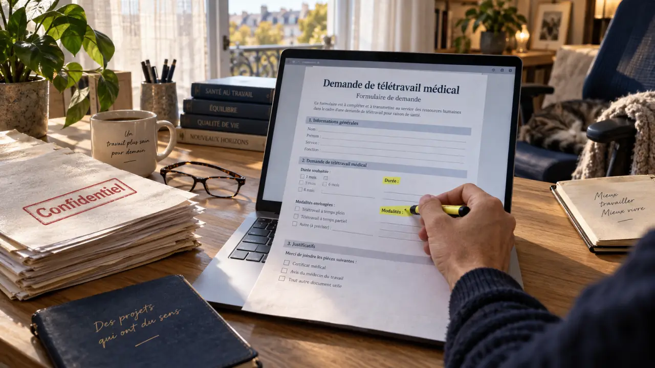 Demande télétravail pour raison médicale : document confidentiel au bureau