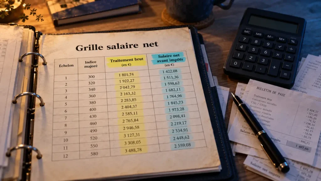 Grille de salaire net d’un prof certifié : distinguer traitement, primes et montant versé