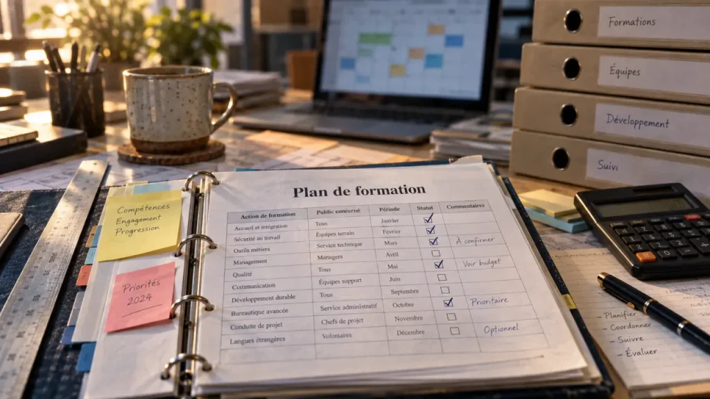 Plan de formation exemple : un tableau pour relier les besoins aux résultats